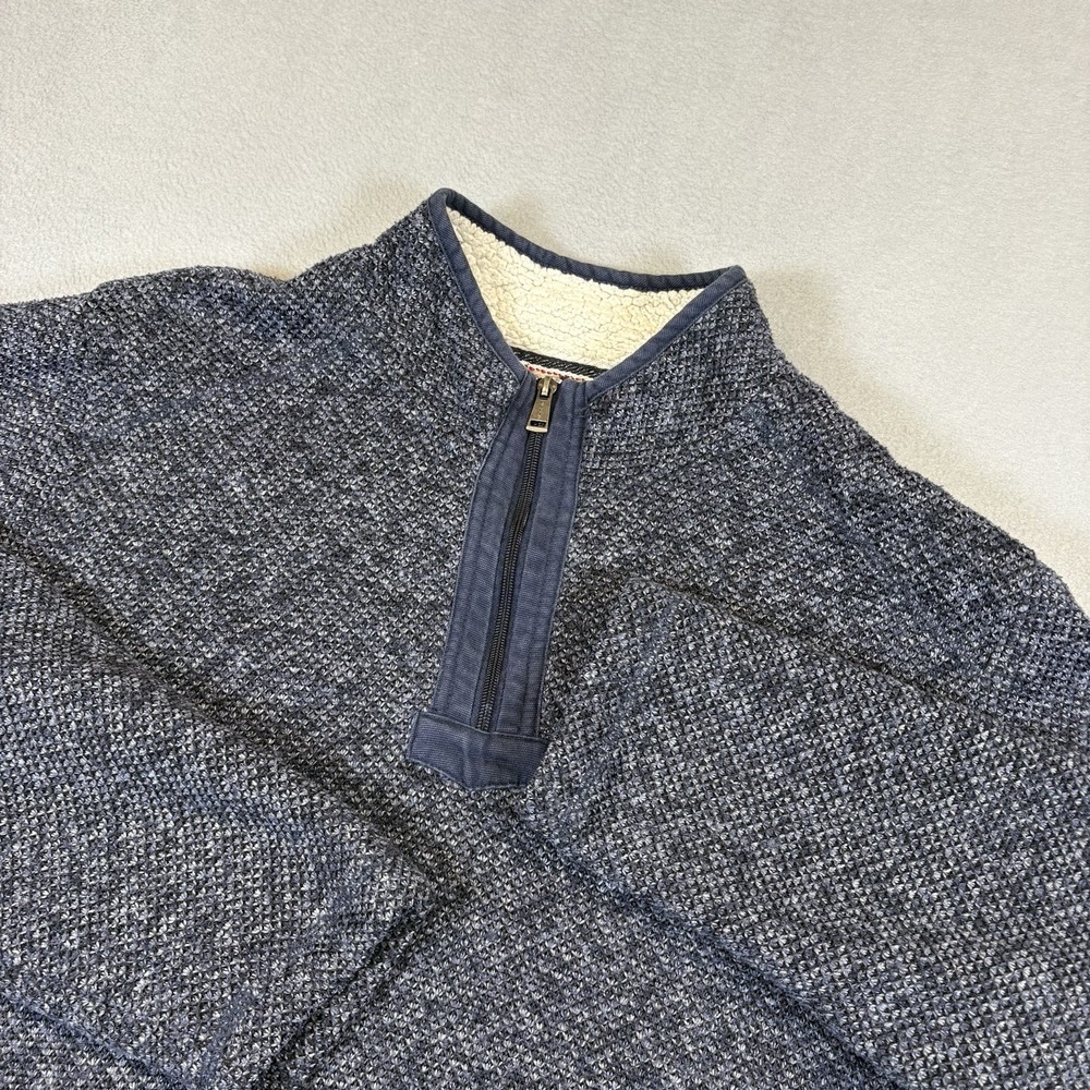Orvis Men's Classic Collection Quarter Zip Sherpa Lined Pullover Navy Blue Large
